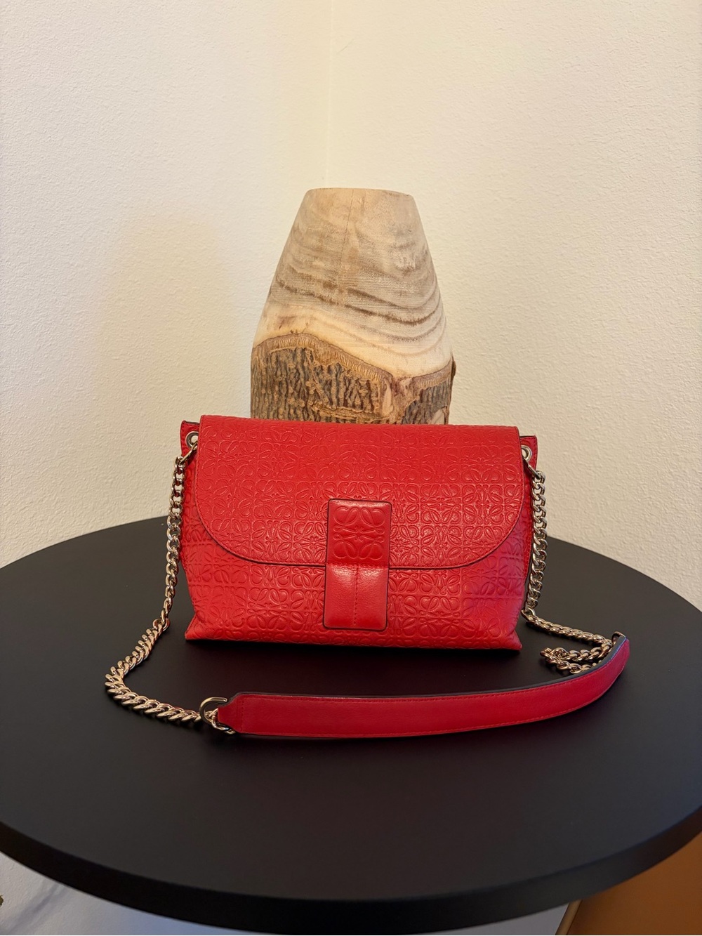 Loewe Avenue Crossbody Anagram Embossed Leather in Red